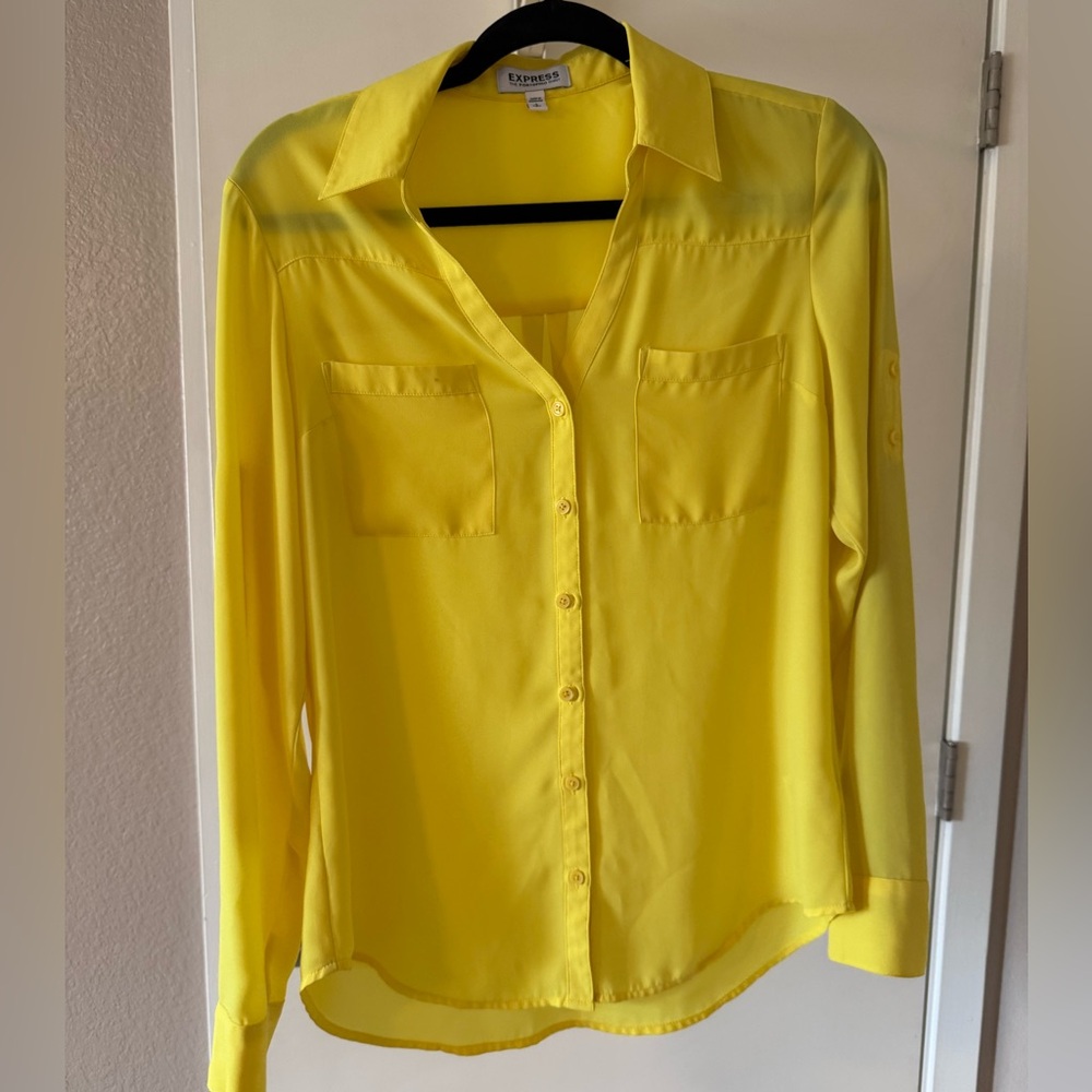Express Bright Yellow Button-Down Shirt